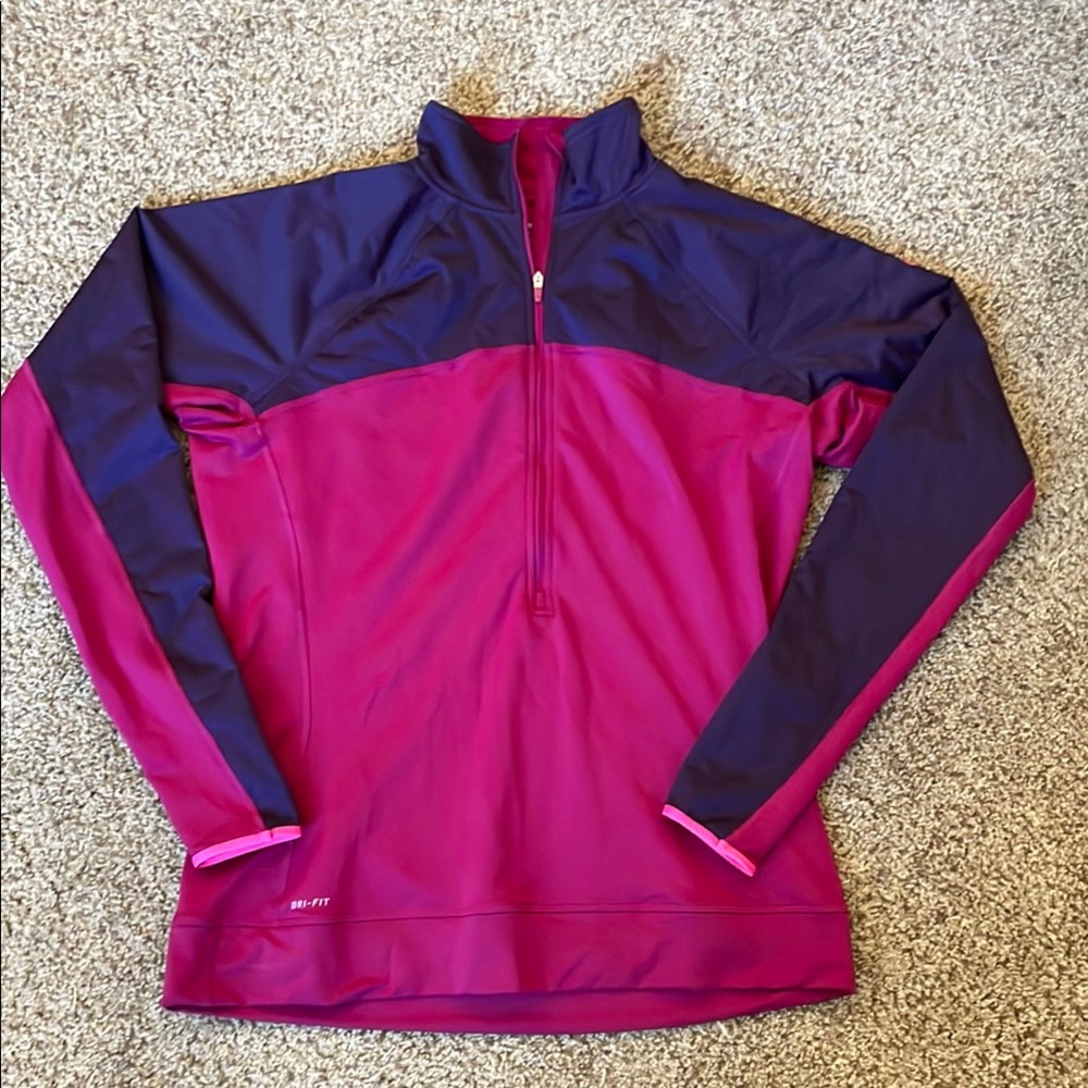 Like New Nike Pro Purple & Pink DriFit Half-Zip Fleece